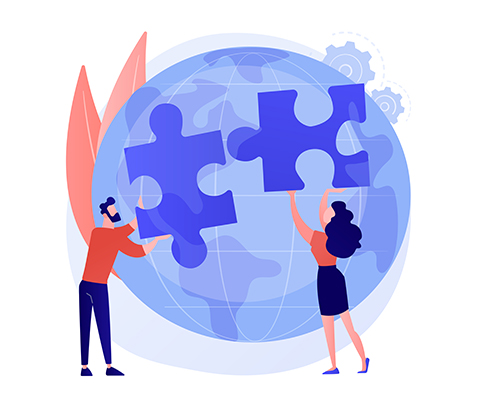 man-and-woman-holding-a-puzzle-pieces-over-a-globe-graphic man-and-woman-holding-a-puzzle-pieces-over-a-globe-graphic
